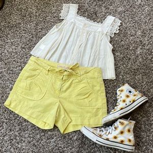 J. Crew yellow cotton chino shorts